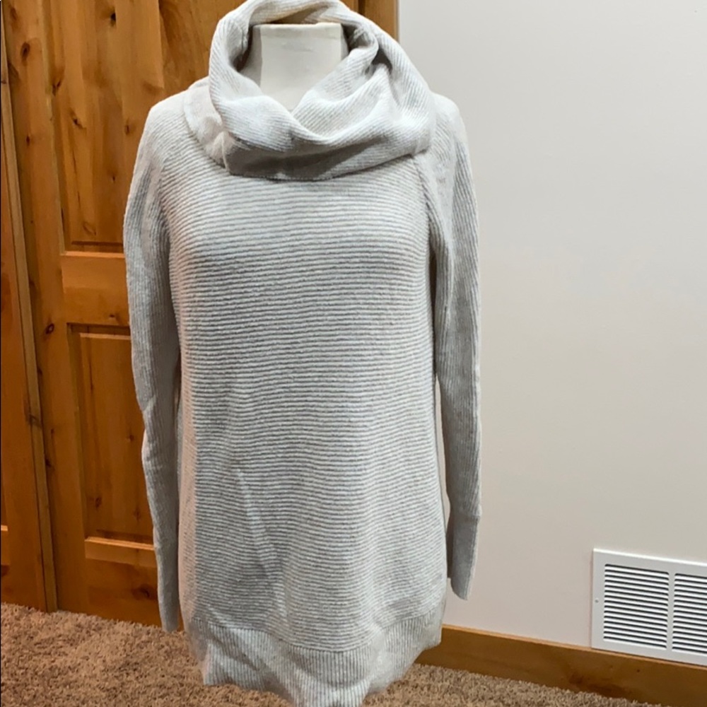Loft light gray ribbed turtle neck dress